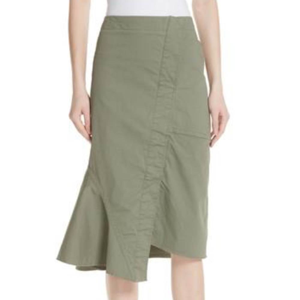 Theory | NWT Reconstruction green twill midi skirt